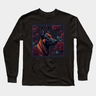 Belgian malinois red roses Long Sleeve T-Shirt